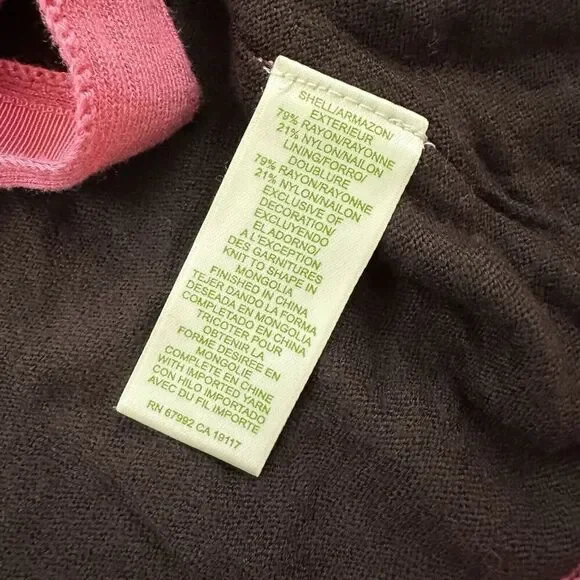 Sigrid Olsen Vintage y2k Cropped Cardigan Sweater Size XL Pink Brown Crochet Bow - Picture 7 of 11